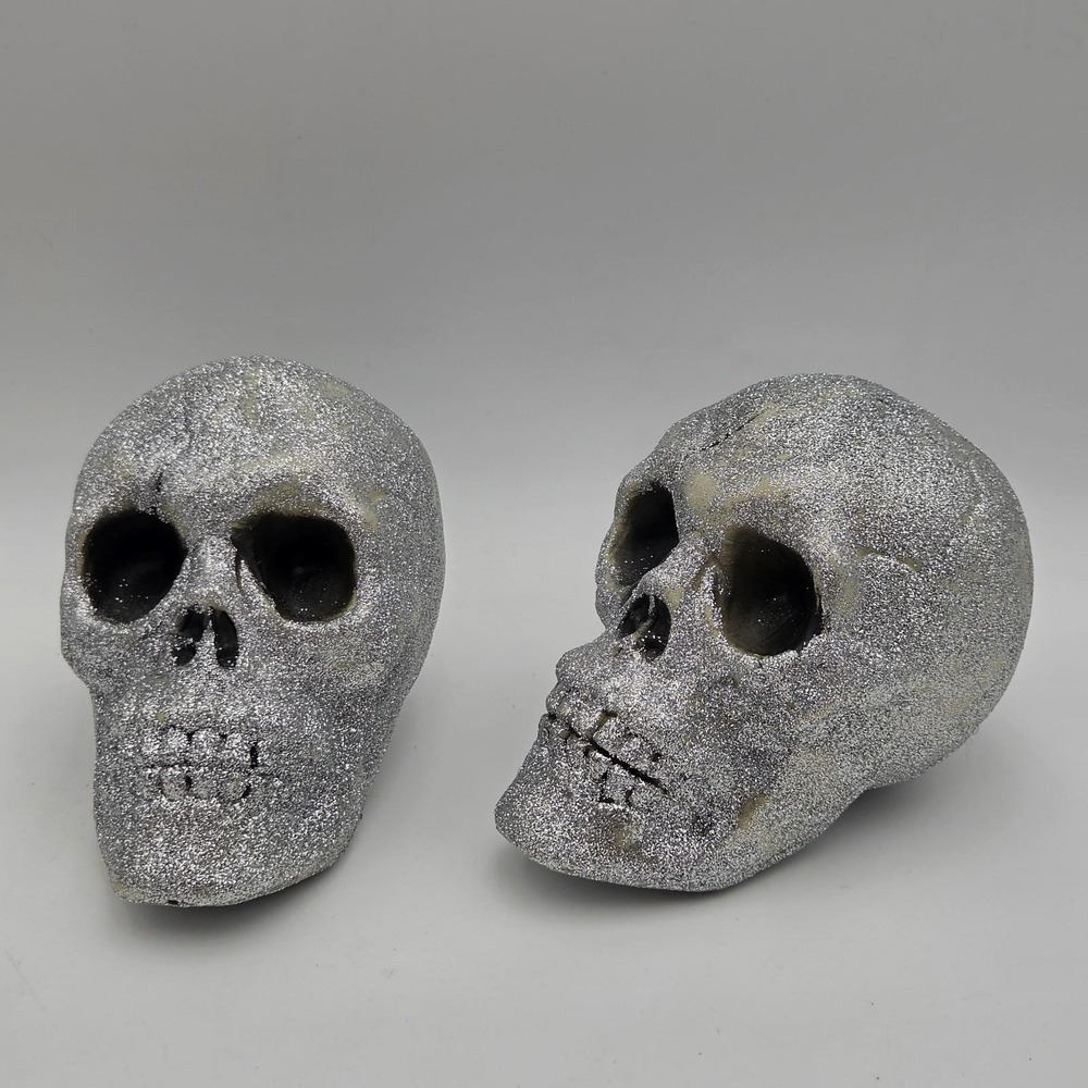 Vintage Bethany Lowe? Lots of 2 Plastic Glittered Halloween Skull